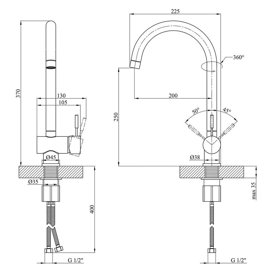 Смеситель для кухни Kroner KRM Mosel - B035