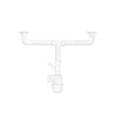Сифон двойной для кухонной мойки KronoPlast 3 1/2''х40 мм с резьбовыми выпусками, отводом для стиральной машины SM34420000<br>
