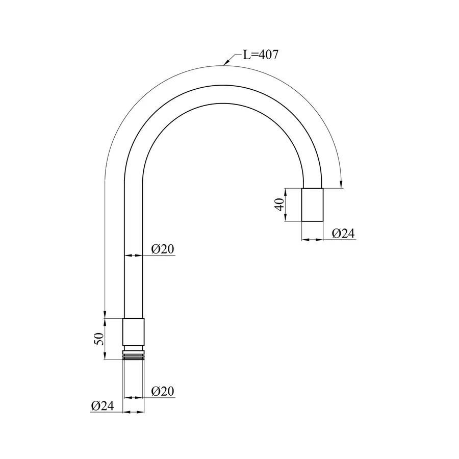 Вилив для змішувача гнучкий Kroner KRP - ESG802RSS