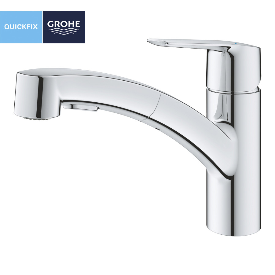 Змішувач одноважільний для кухонної мийки з витяжною лійкою Grohe QuickFix Start 30531001