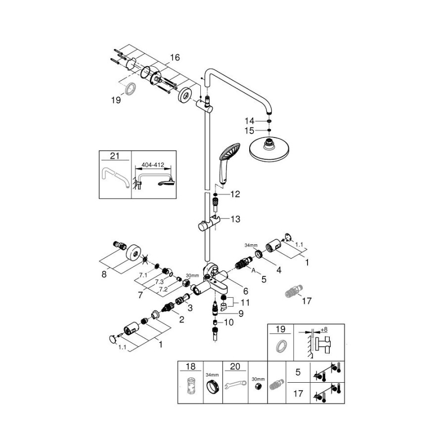 Душова система термостатична Grohe QuickFix Vitalio Joy System 260 27860001