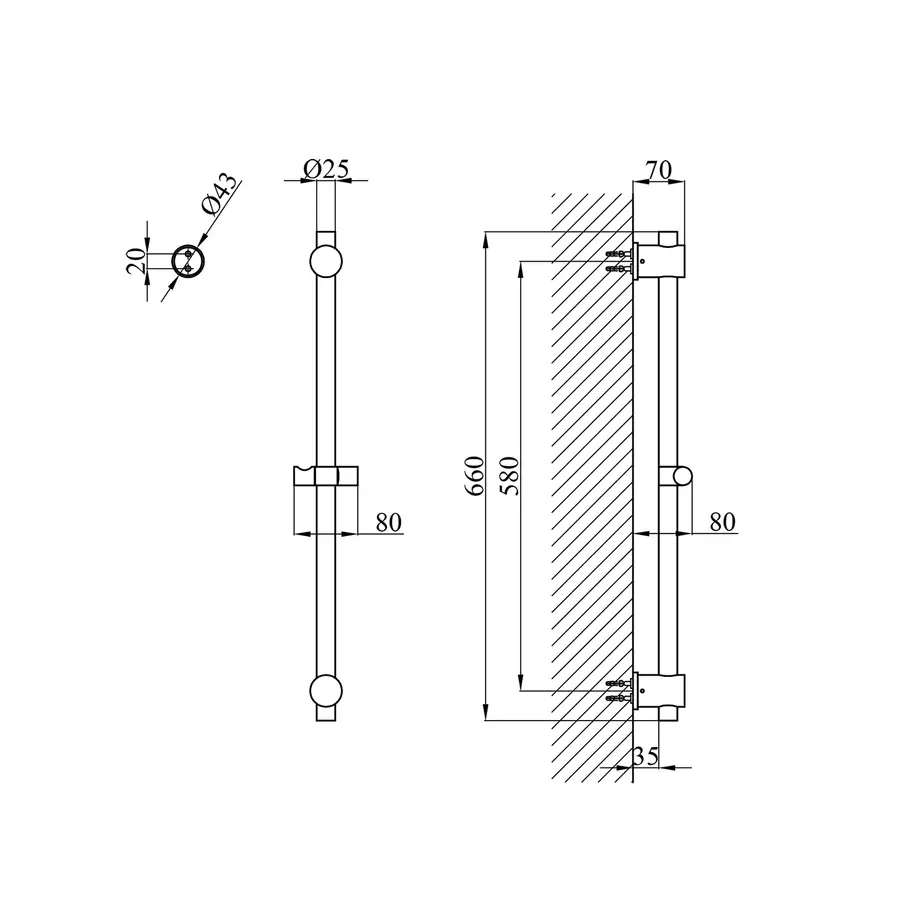 Штанга для душа Kroner KRP Edelstahl Klassisch - ESG230