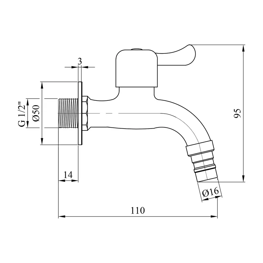 Кран для полива Kroner KRP Edelstahl Klassisch - ESG099 1/2'' ЗР