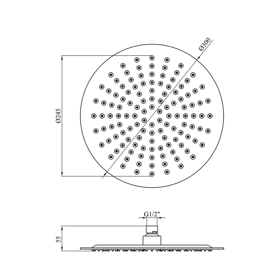 Лійка стельова кругла Kroner KRP Edelstahl Klassisch - ESG703-30