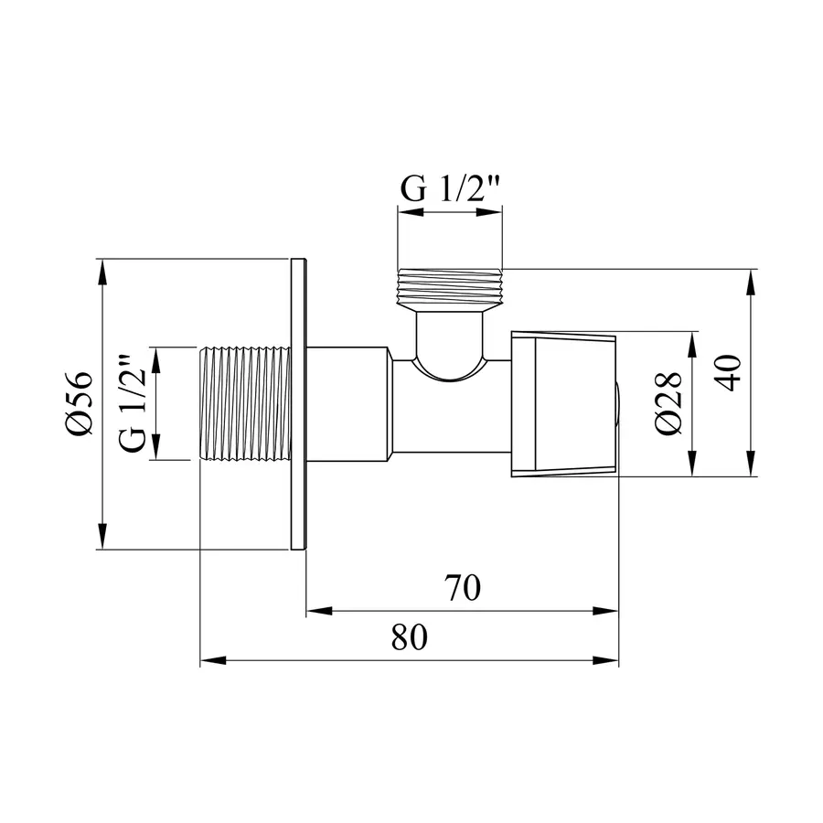 Кран приладовий Kroner KRP Eckventil C201 1/2"х1/2"
