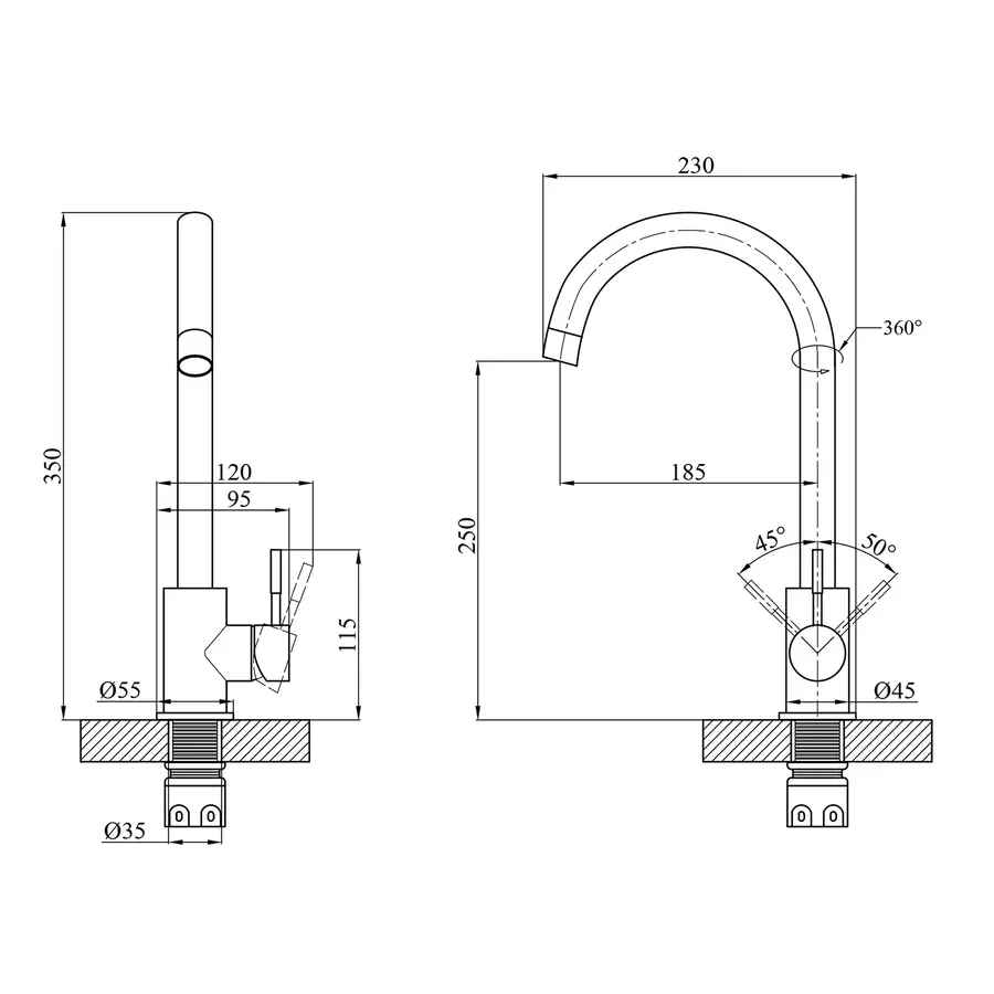Смеситель для кухни Agua Acero-INOX035NM