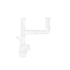 Сифон двойной для кухонной мойки KronoPlast 1 1/2''х40 мм двойной без выпуска, смещенный с отводом для стиральной машины SM50020000