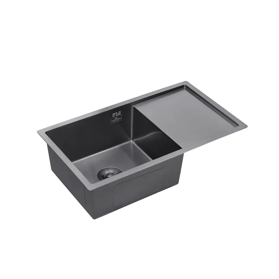 Кухонна мийка з нержавіючої сталі Kroner KRP PVD Schwarze-7844HM