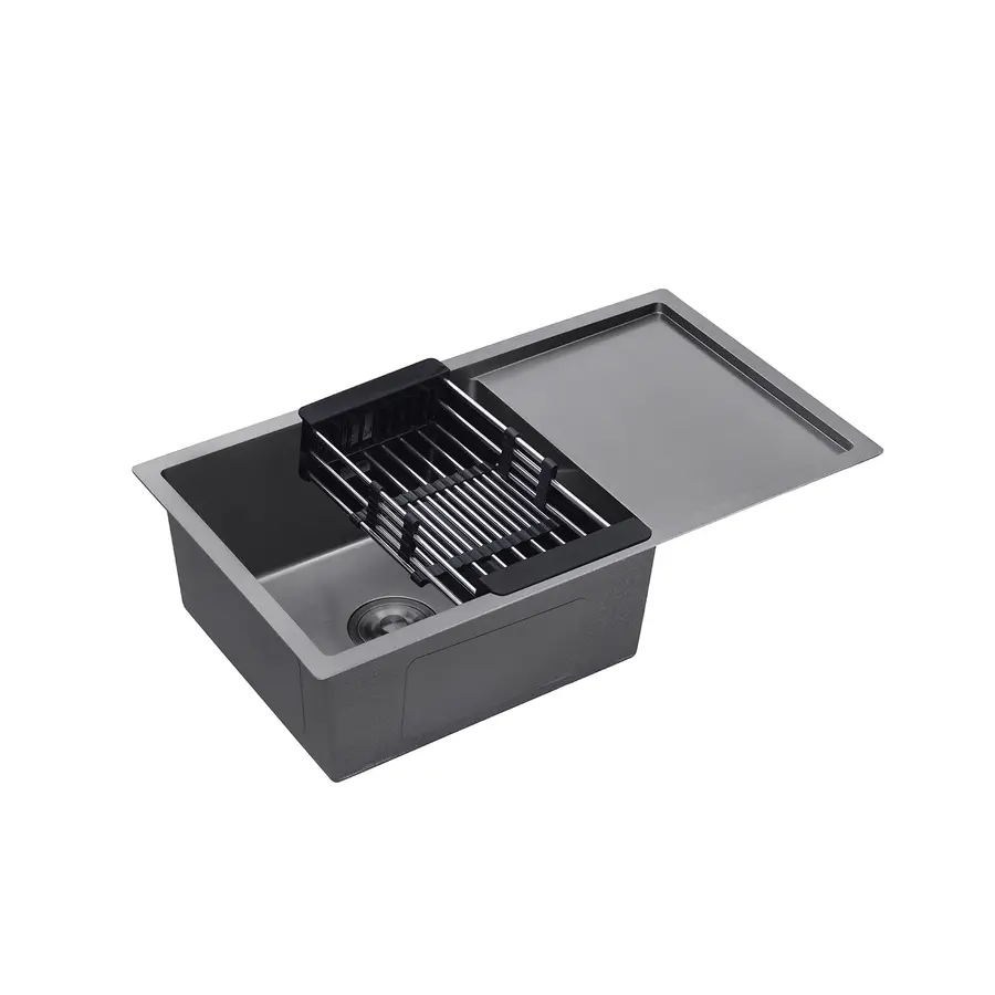 Кухонна мийка з нержавіючої сталі Kroner KRP PVD Schwarze-7844HM