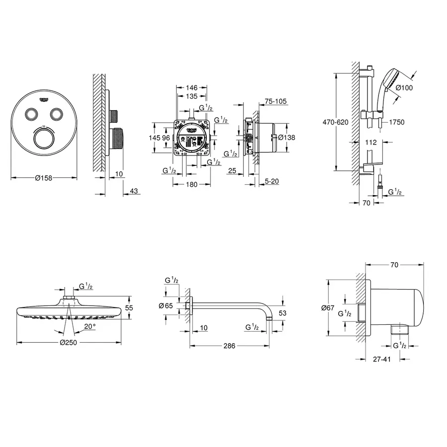 Душова система прихованого монтажу Grohe QuickFix SmartControl UA202801R2