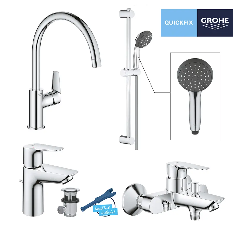 Набір змішувачів 4 в 1 для ванної кімнати та кухні Grohe QuickFix StartEdge S-Size UA202501SK
