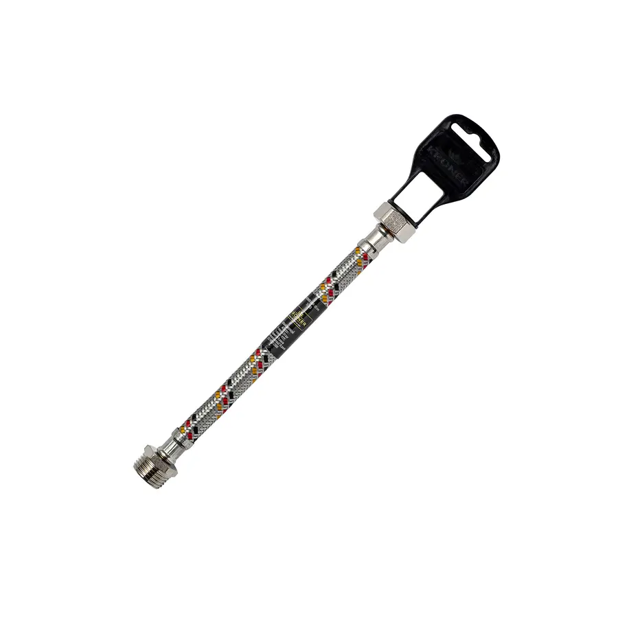 Гнучка підводка для підключення води Kroner KRP-50 1/2"х1/2" ВЗ в обплетенні з нержавіючої сталі