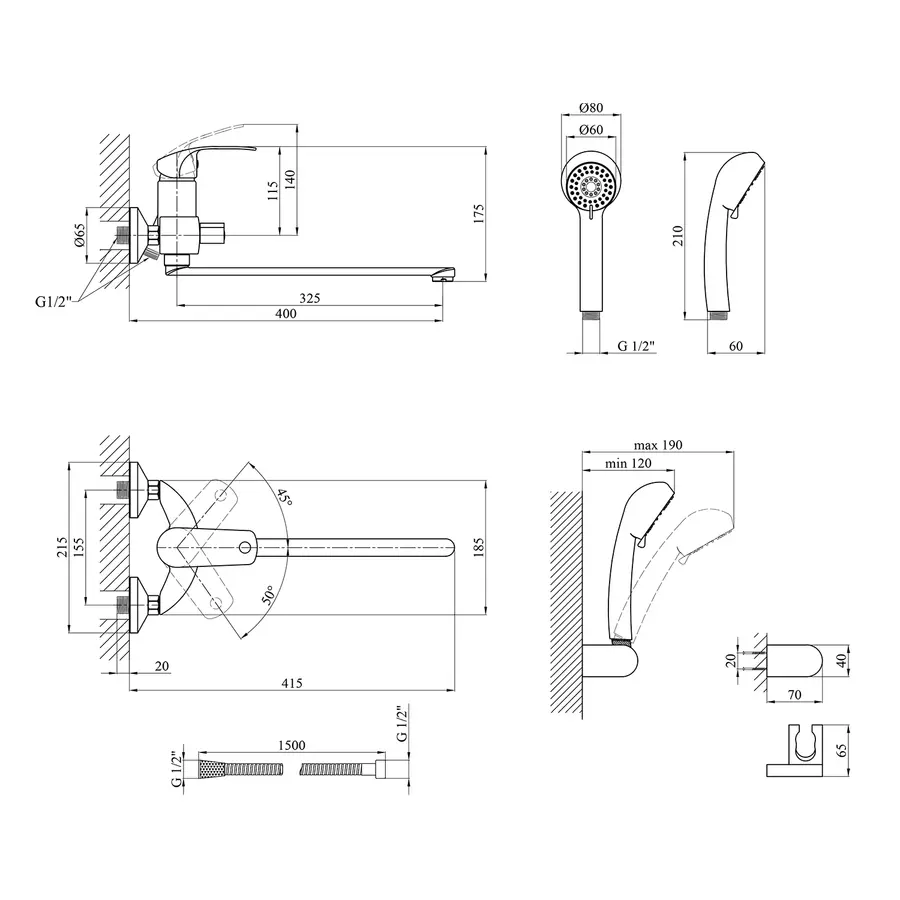 Змішувач для ванної Kroner KRP Konstante - C070