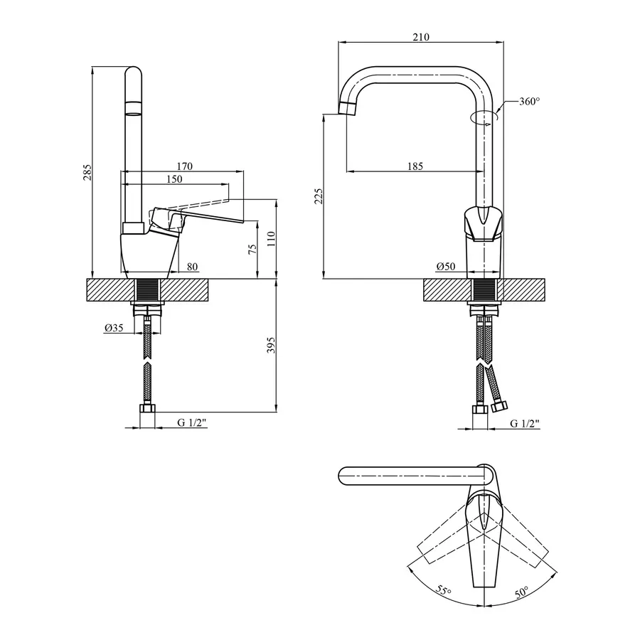 Смеситель для кухни Kroner KRM Odra - C037