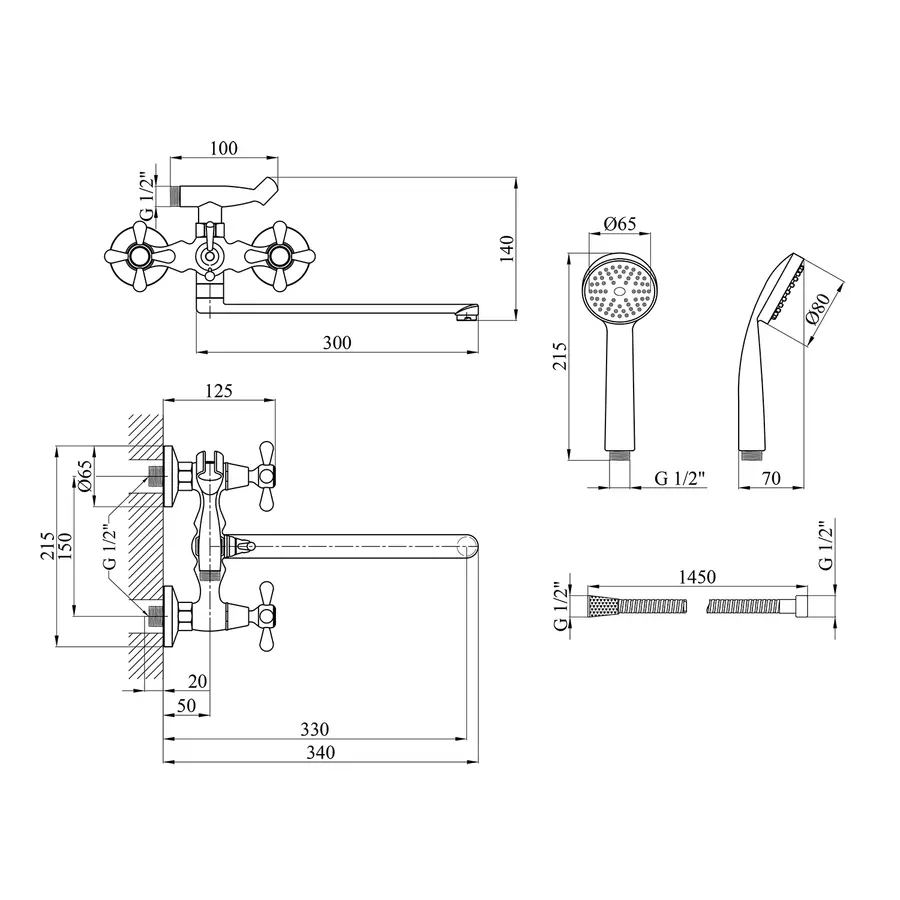 Змішувач для ванної Agua Toledo-C073