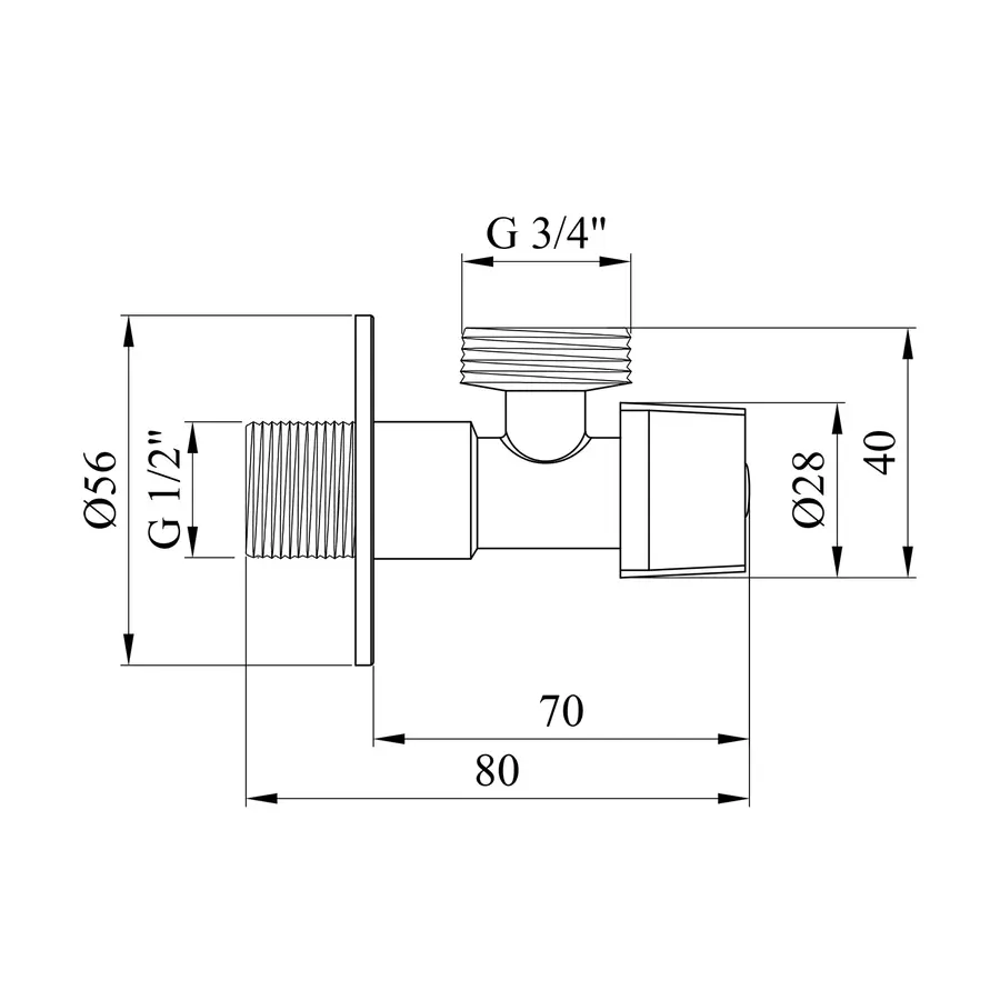 Кран приборный Kroner KRP Eckventil C202 1/2"х3/4" НН