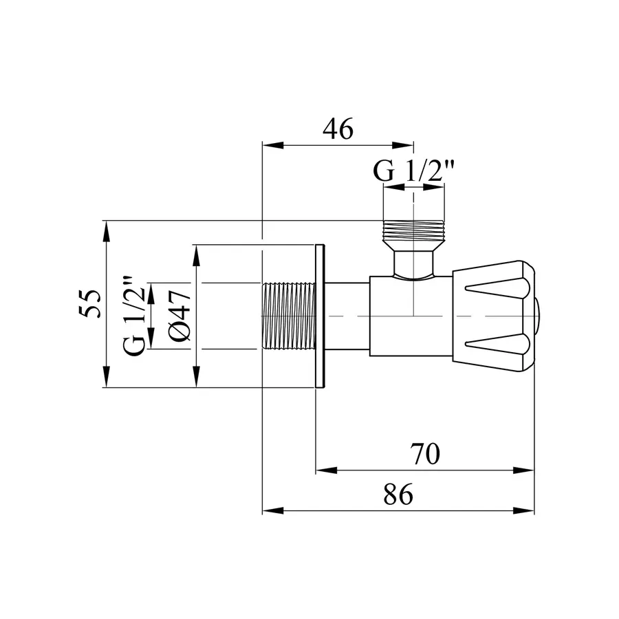 Кран приладовий Kroner KRP Edelstahl Klassisch-ESG101 1/2"х1/2"
