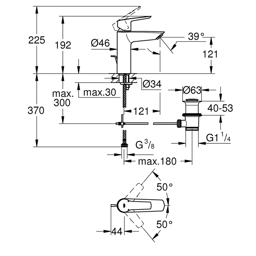 Смеситель для раковины Grohe QuickFix Start M-Size 23455002