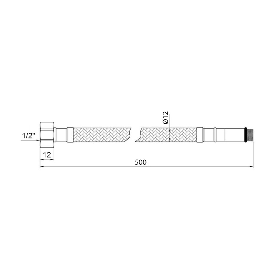 Гнучка підводка для підключення змішувача Kroner KRP - 50 1/2"хМ10 в обплетенні з нержавіючої сталі (пара)
