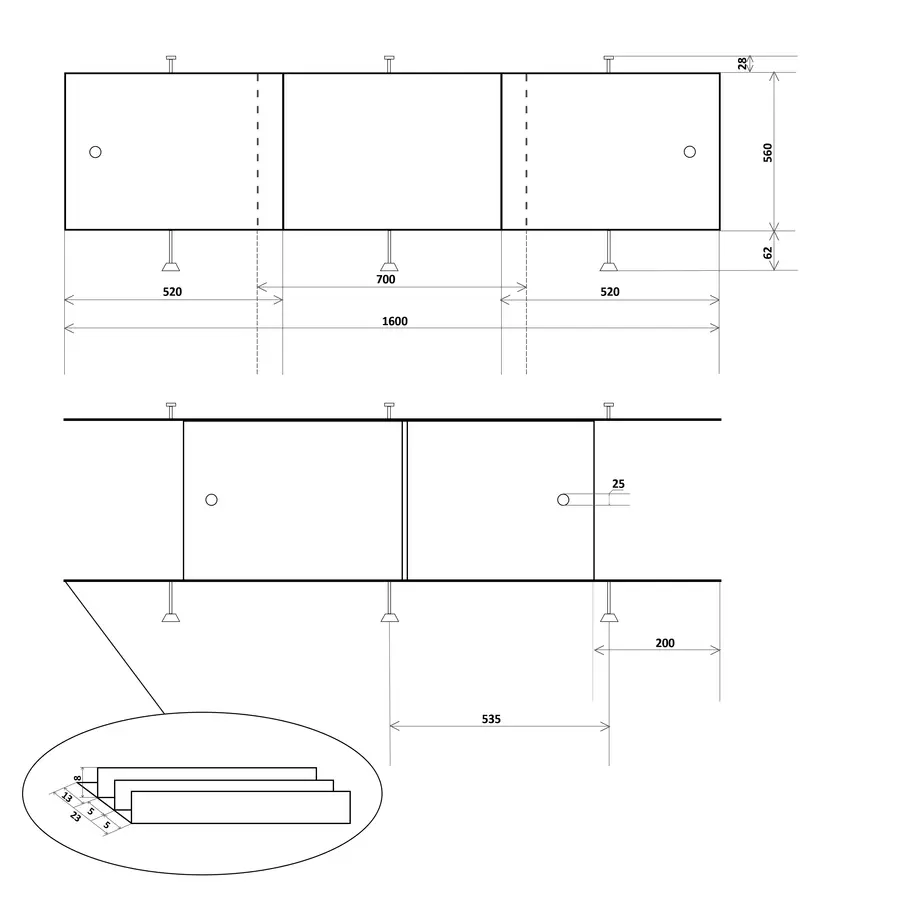 Панель для ванной Direct 1600x560