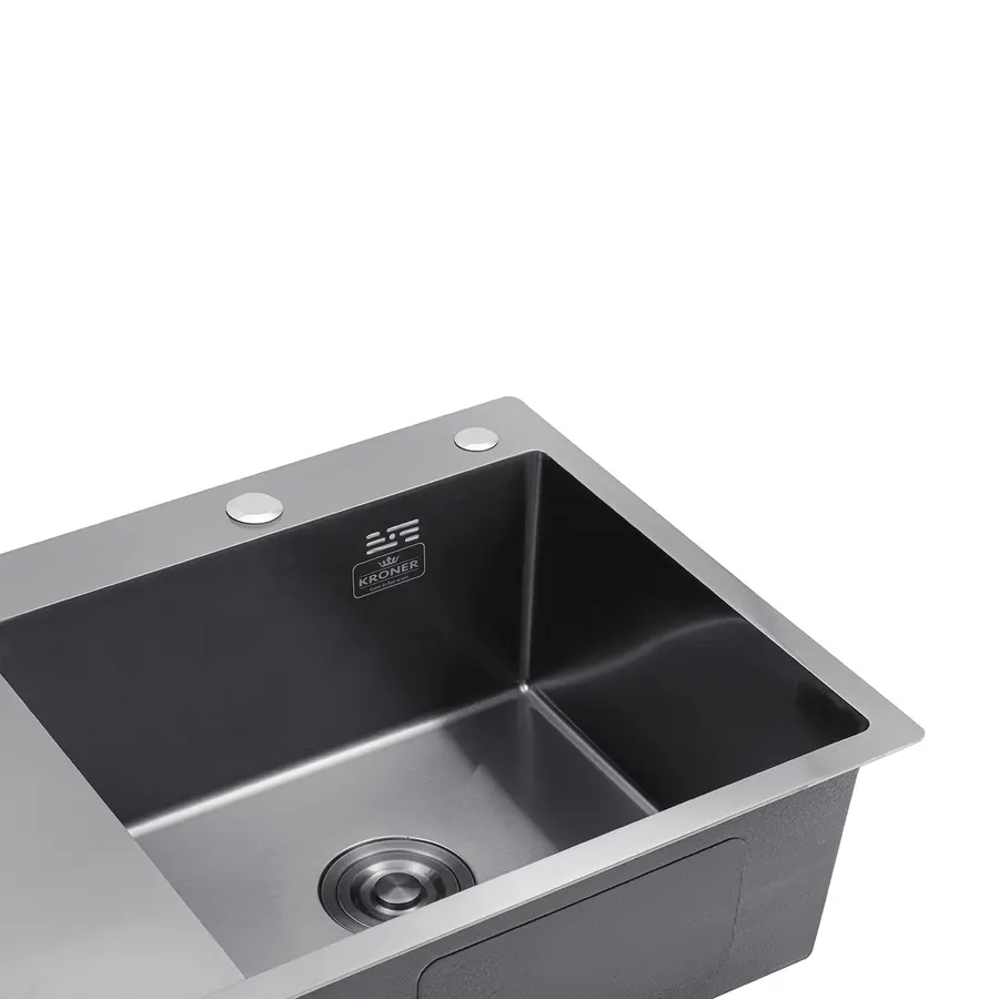 Кухонная мойка Kroner KRP Schwarze - 7849RHM PVD (3,0/1,0 мм)