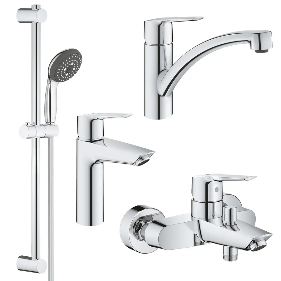 Набір змішувачів 4 в 1 для ванної кімнати та кухні Grohe QuickFix Start M-Size UA202301KE