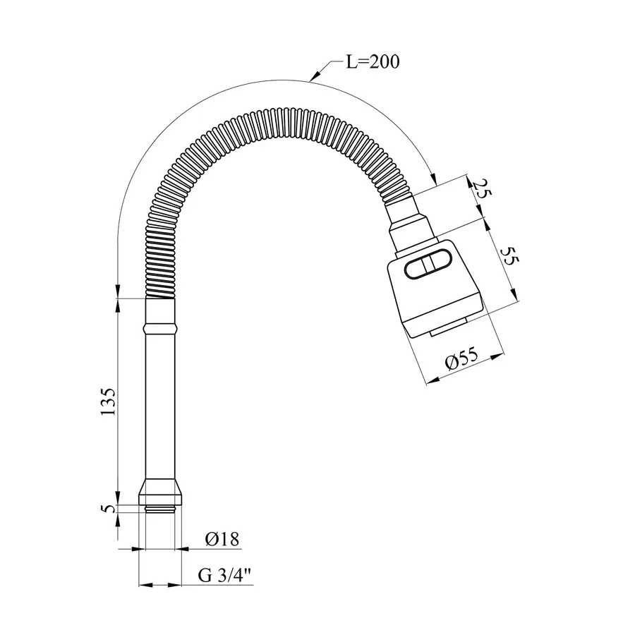 Излив для смесителя гибкий Kroner KRM - C801 два режима