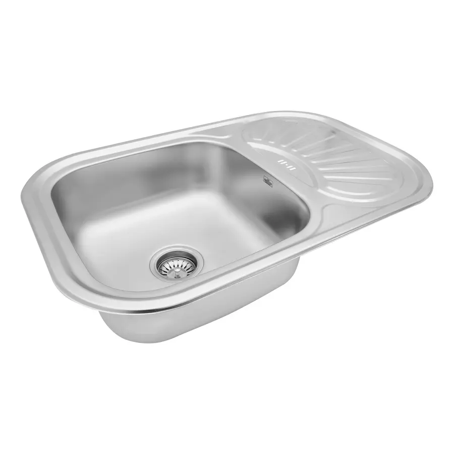 Кухонна врізна мийка з нержавіючої сталі Kroner KRP Dekor-7549 0.8 мм-180 верхній перелив