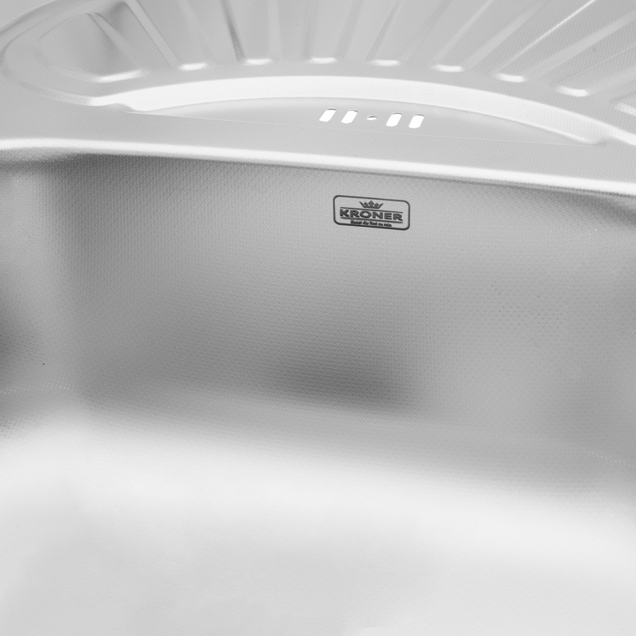 Кухонна врізна мийка з нержавіючої сталі Kroner KRP Dekor-7549 0.8 мм-180 верхній перелив