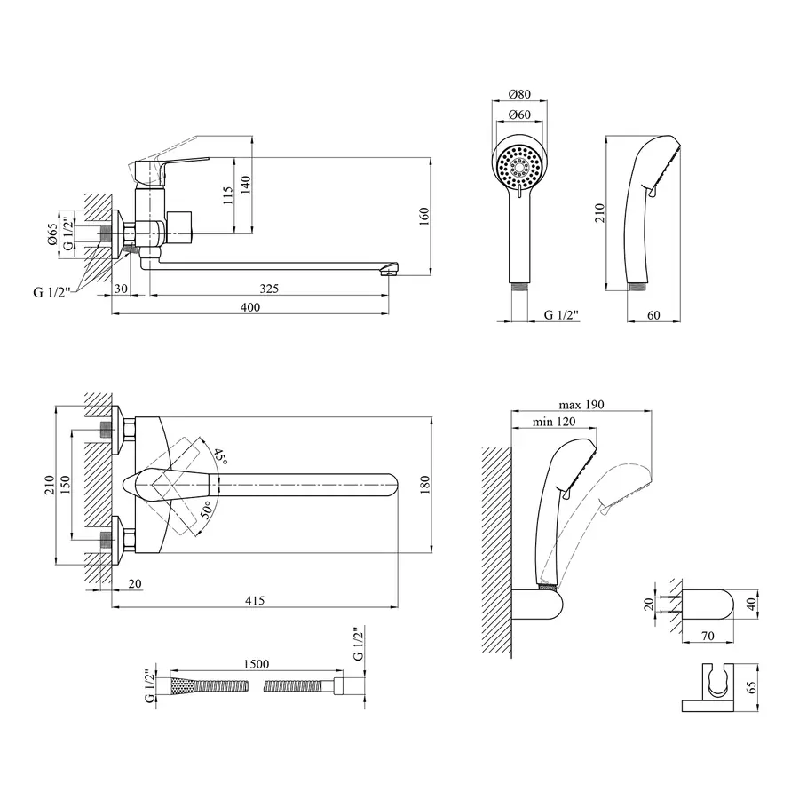 Змішувач для ванної Kroner KRP Enzo - C070