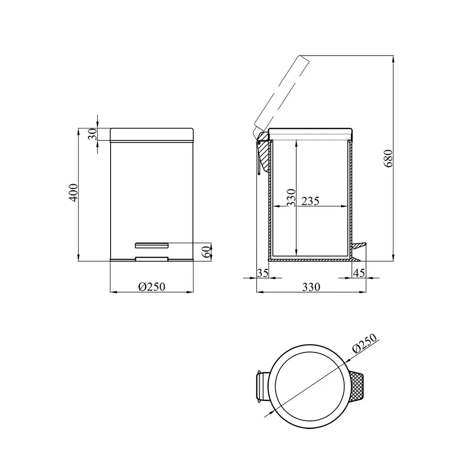 Ведро для мусора Kroner KRM Rizze - ACE414 12 л