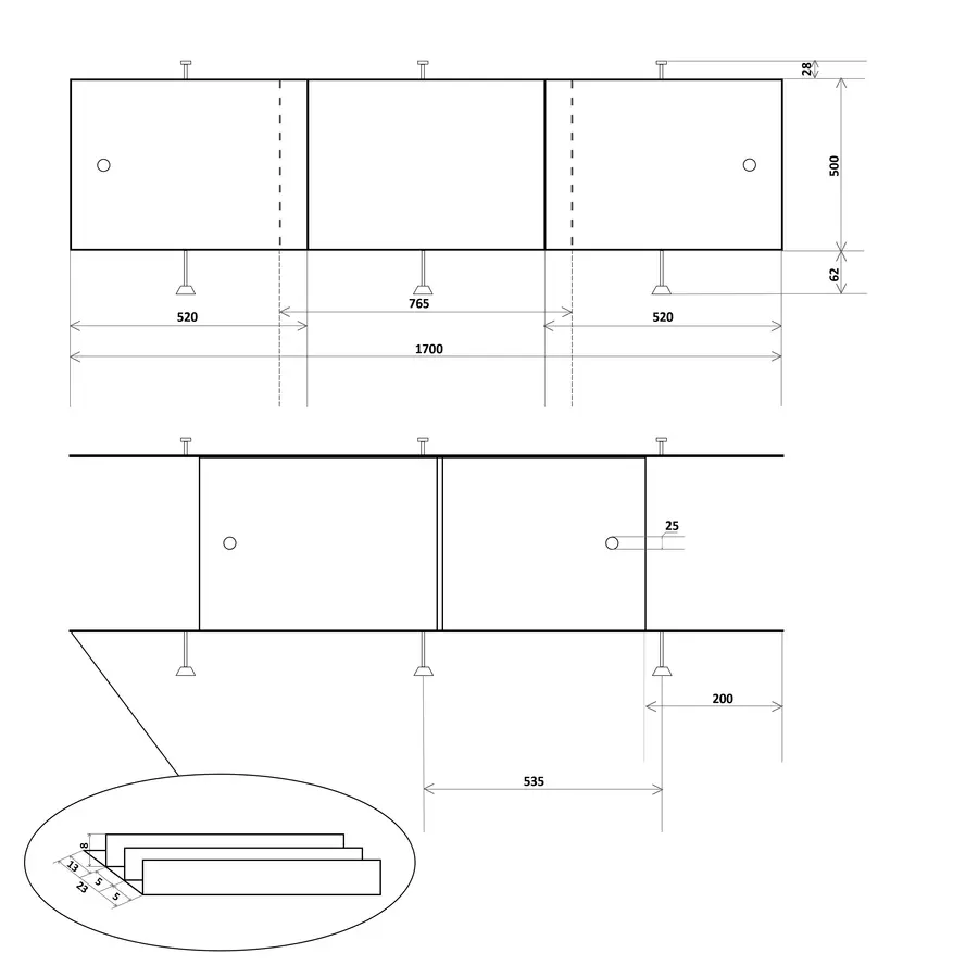 Панель для ванной Direct 1700x500