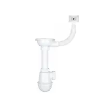 Сифон для кухонной мойки KronoPlast 3 1/2'х40 мм с резьбовым выпуском, с прямоугольным переливом SM27010300<br>