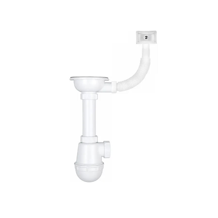 Сифон для кухонной мойки KronoPlast 3 1/2'х40 мм с резьбовым выпуском, с прямоугольным переливом SM27010300<br>