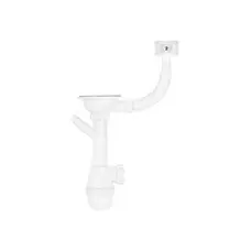 Сифон для кухонной мойки KronoPlast 3 1/2''х40 мм с резьбовым выпуском, отводом для стиральной машины, с прямоугольным переливом SM27020300<br>