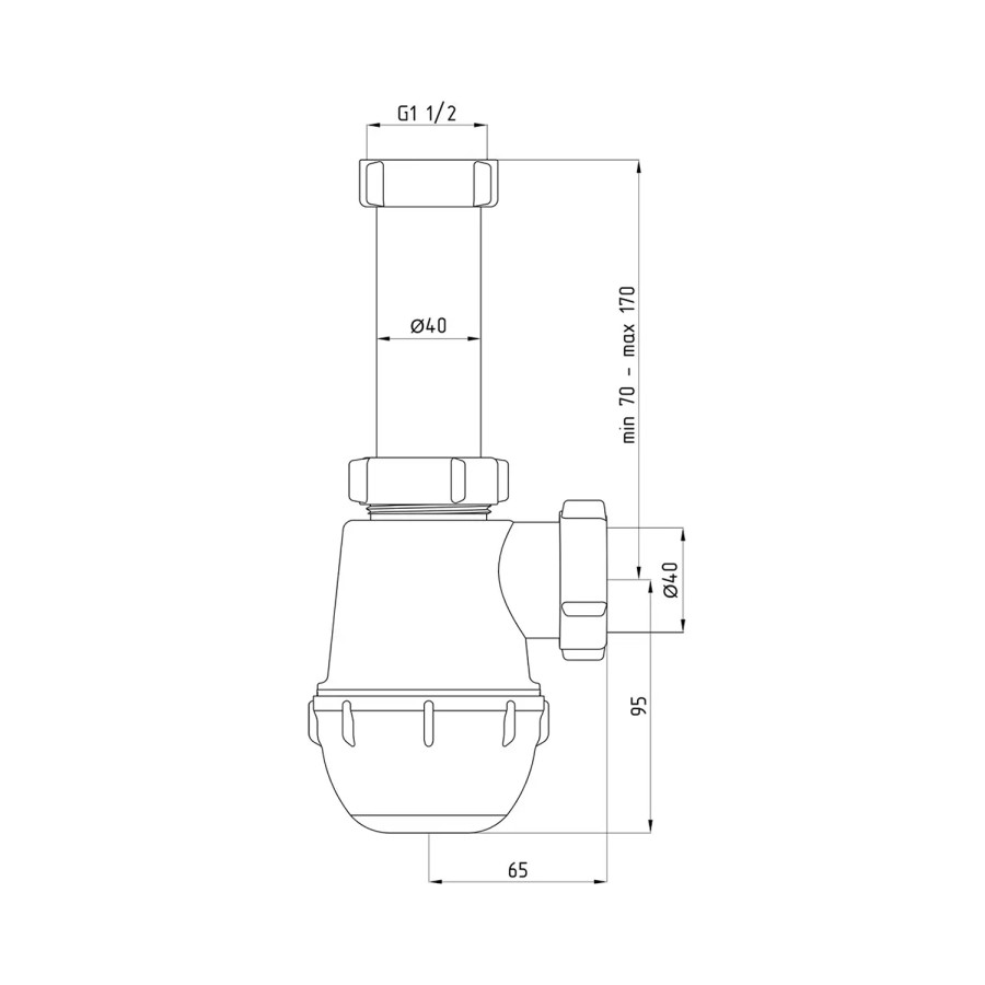 Сифон для кухонної мийки ANIplast 1 1/2''х40 мм без випуску A0120EU