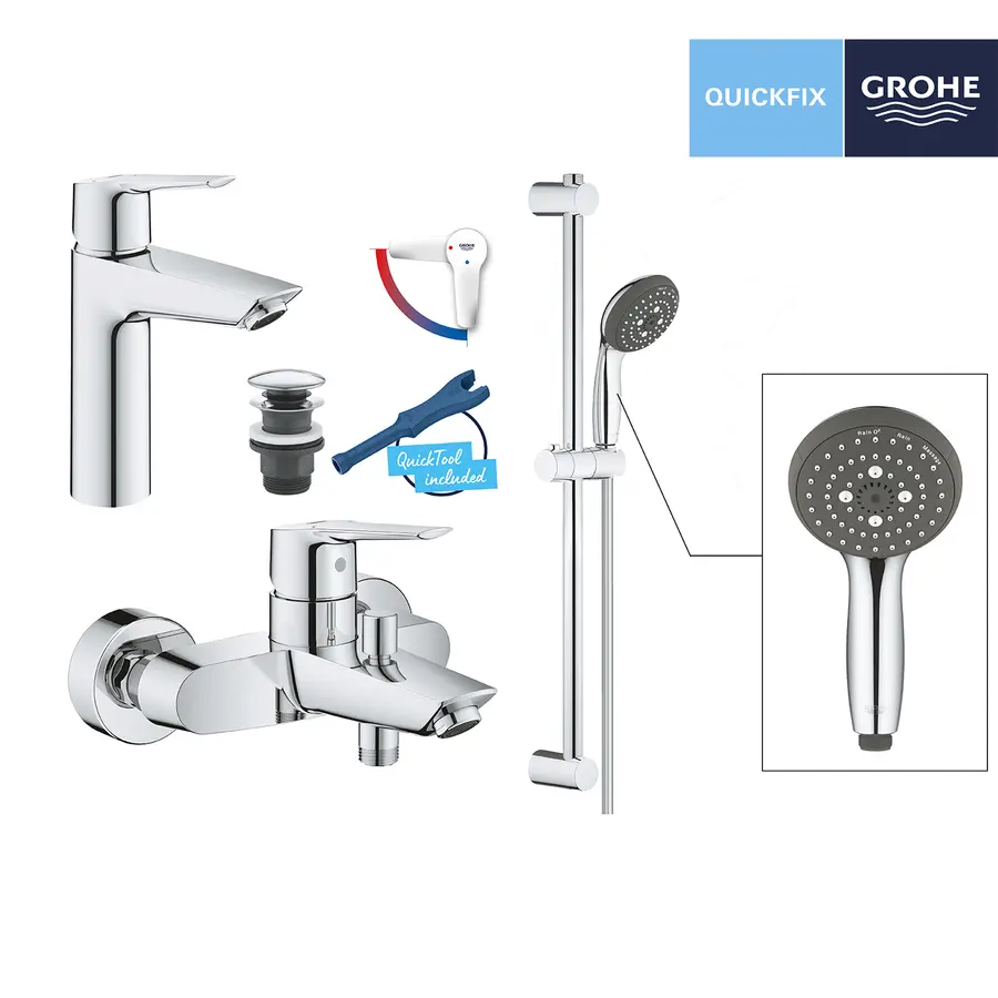 Набір змішувачів 3 в 1 для ванної кімнати Grohe QuickFix Start M-Size UA202301ME