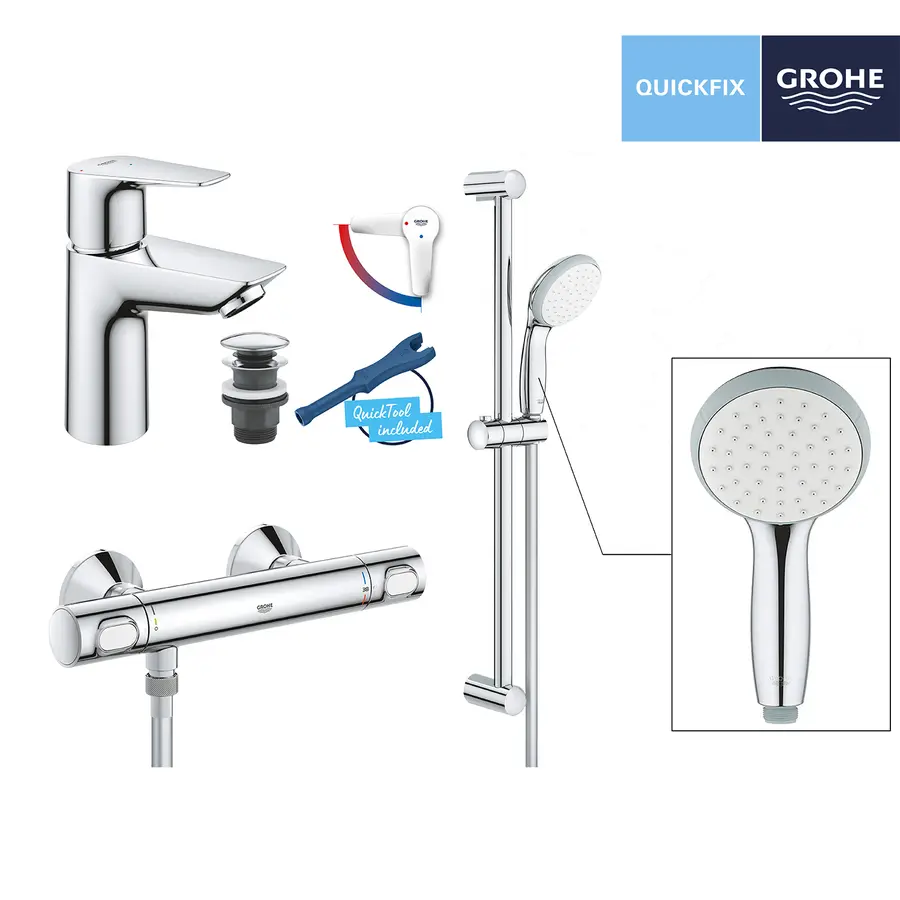 Набір змішувачів 2 в 1 для ванної кімнати Grohe QuickFix StartEdge M-Size UA202503TE