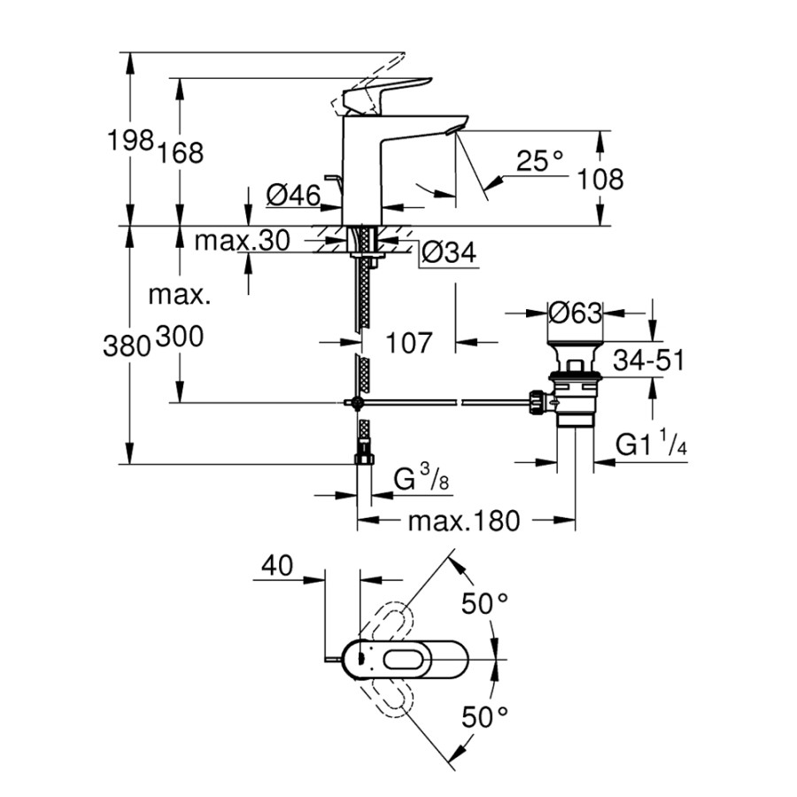 Змішувач для раковини Grohe BauLoop M-Size 23762000