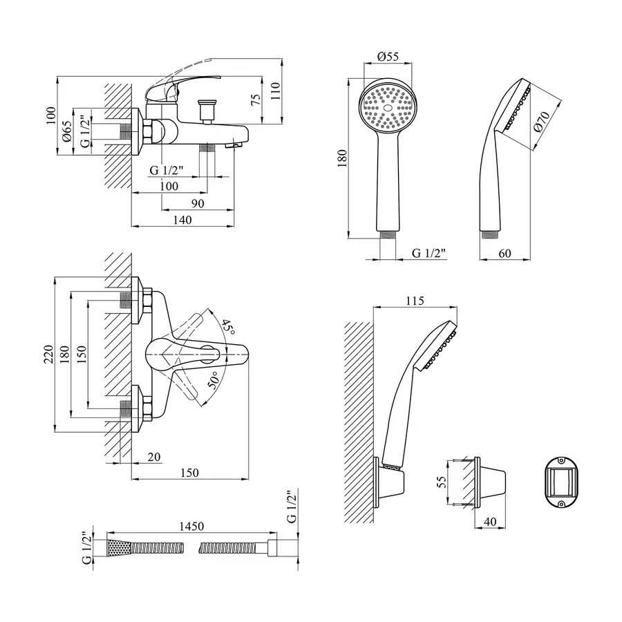 Смеситель для ванной Agua Leon-C060