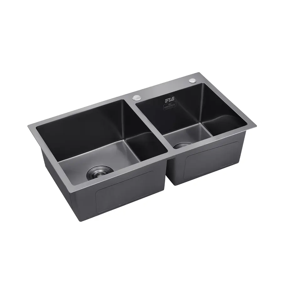 Кухонная мойка Kroner KRP Schwarze - 7843ZHM PVD (3,0/1,0 мм)