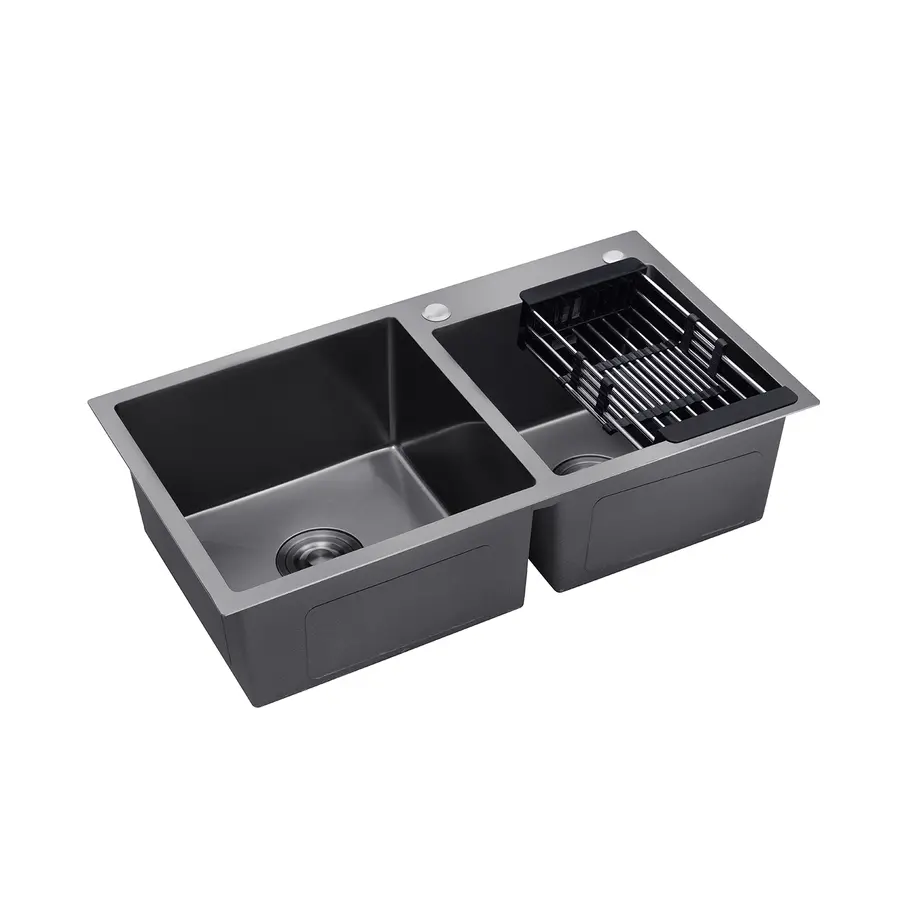 Кухонная мойка Kroner KRP Schwarze - 7843ZHM PVD (3,0/1,0 мм)