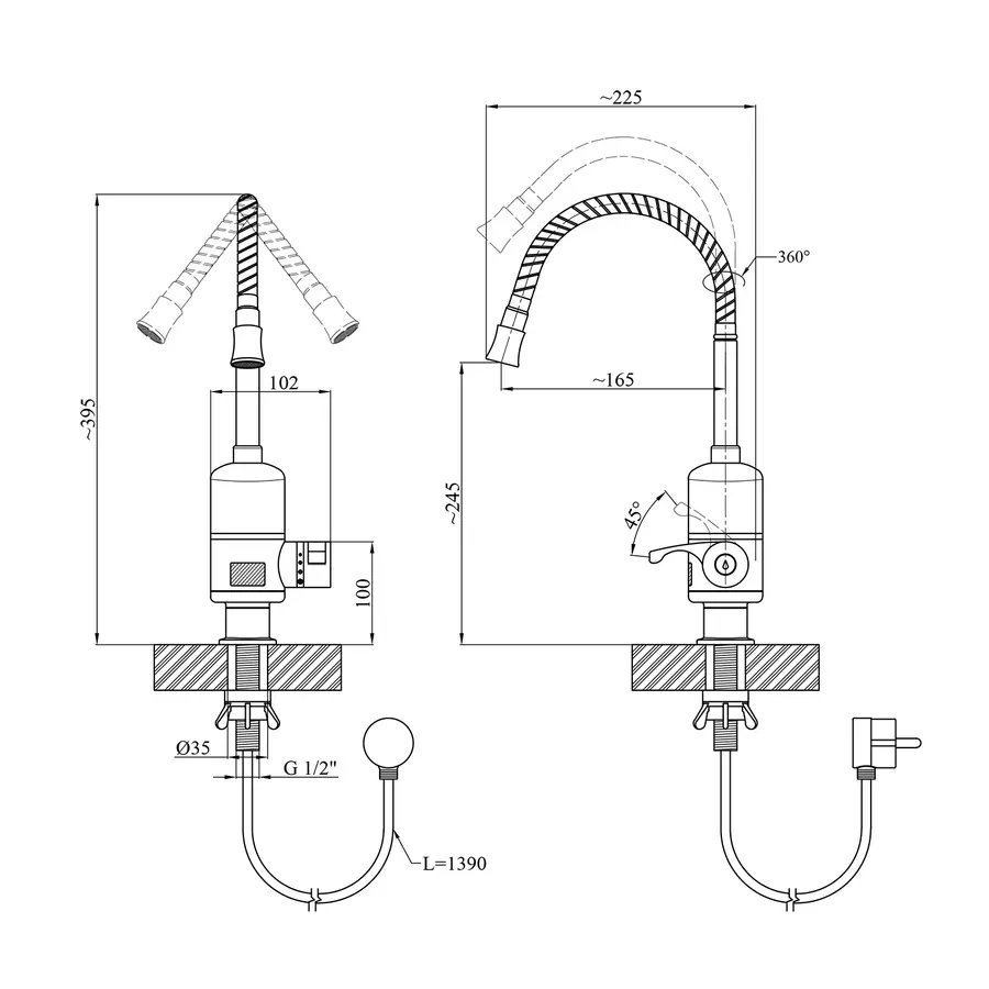 Проточный водонагреватель Kroner KRM Volt-CW090R с дисплеем