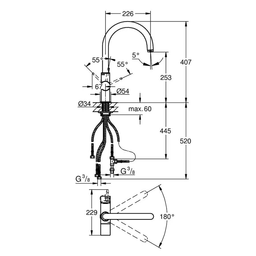 Змішувач одноважільний для мийки Bi-Flow Grohe Blue 33251000