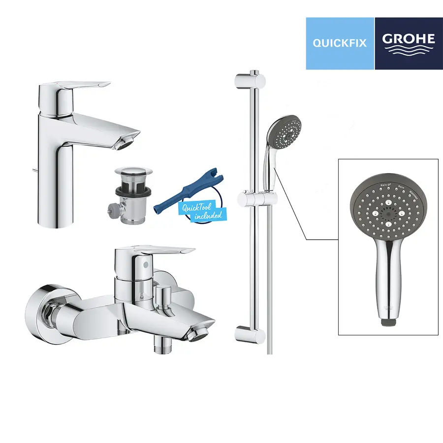 Набір змішувачів 3 в 1 для ванної кімнати Grohe QuickFix Start M-Size UA202301MQ