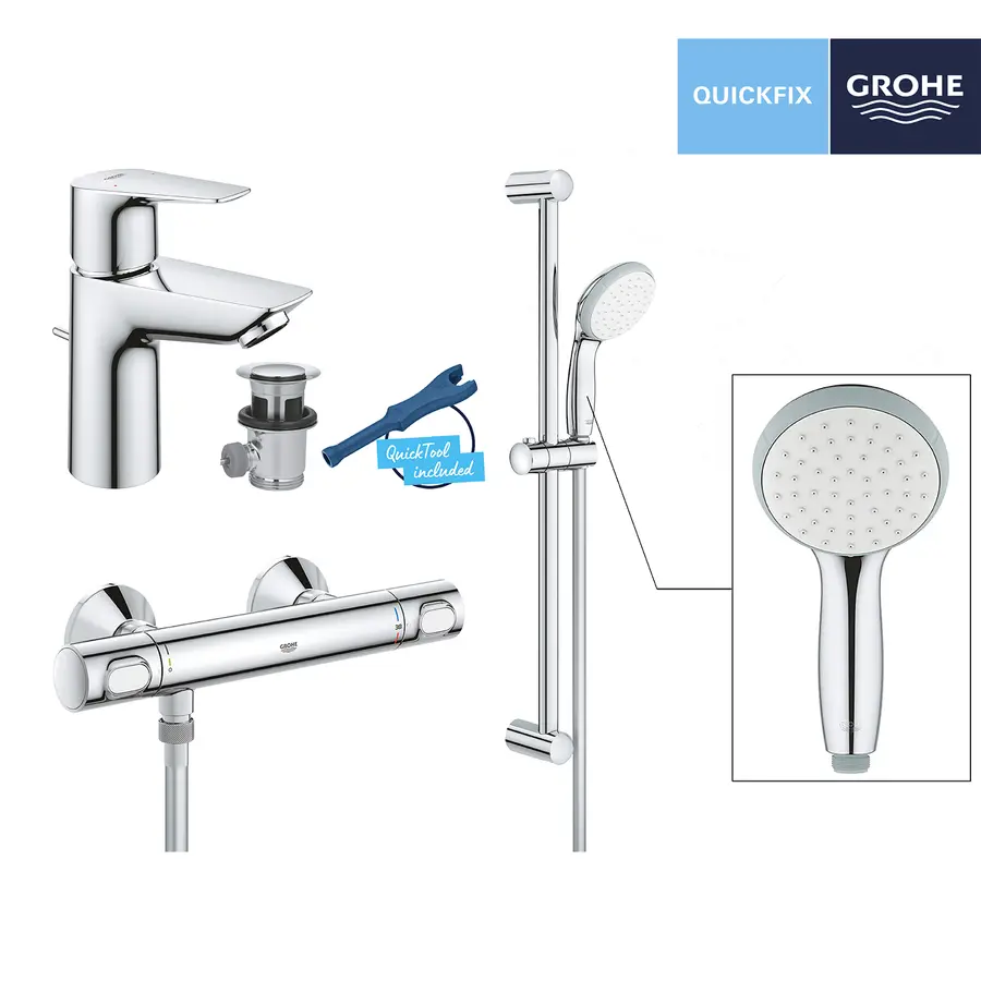 Набір змішувачів 2 в 1 для ванної кімнати Grohe QuickFix StartEdge S-Size UA202503TS