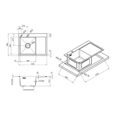 Кухонна мийка Kroner KRP Gebürstet - 6350LHM (3,0/1,0 мм)