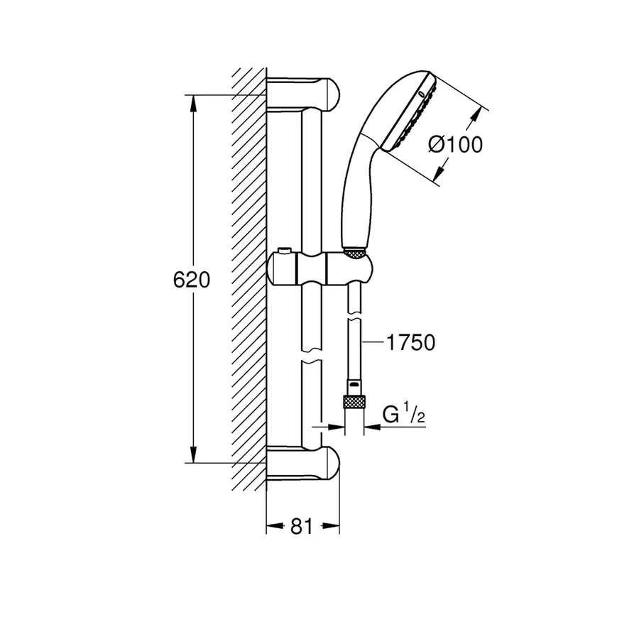 Душовий гарнітур Grohe Vitalio Go 1 режим струменя 26196000
