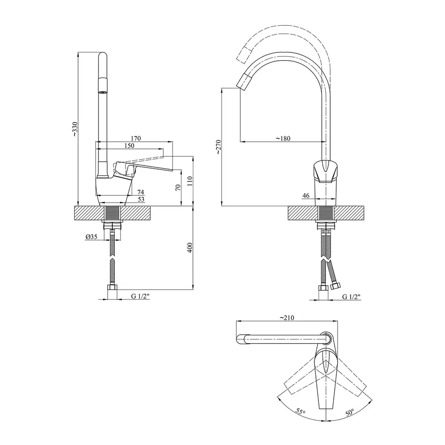 Змішувач для кухні Kroner KRM Odra-C032BLK
