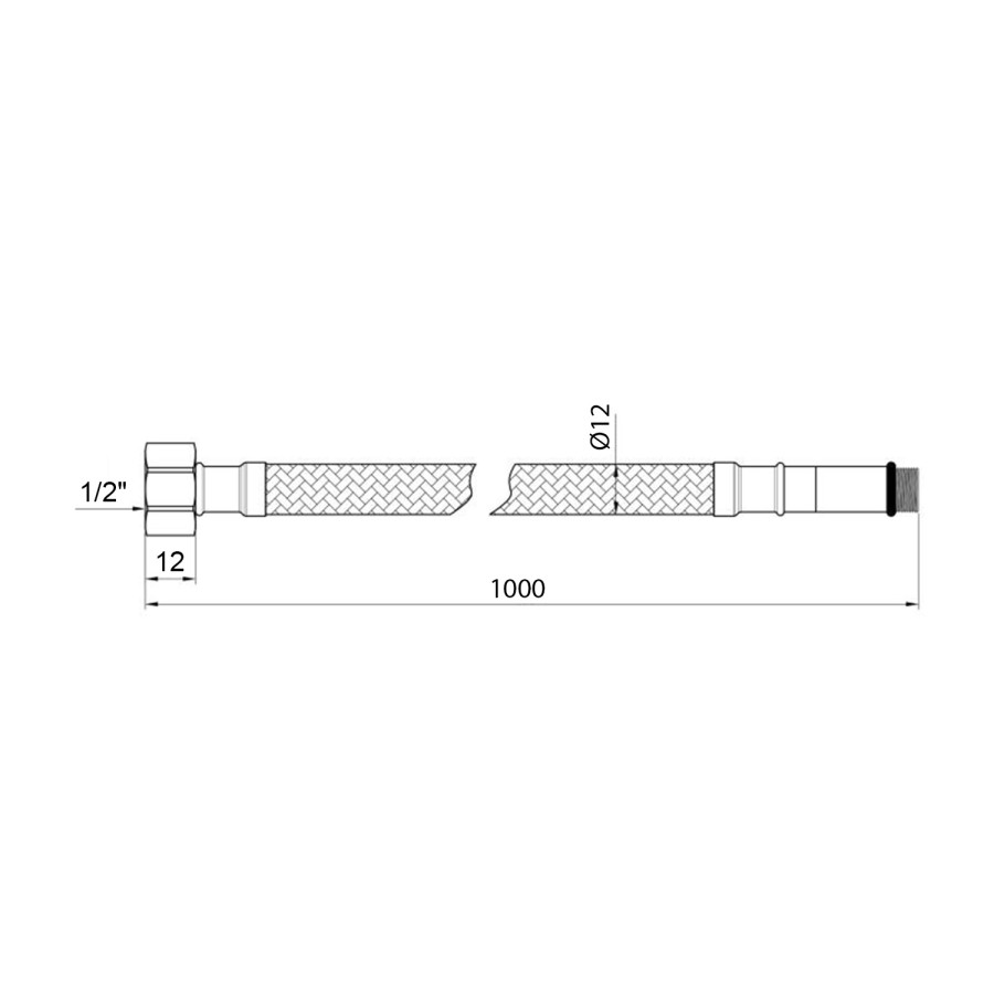 Гибкая подводка для подключения смесителя Kroner KRP - 100 1/2"хМ10 в оплетке из нержавеющей стали (пара)